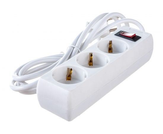 Удлинитель ExeGate EC-3-1.8W 3 евро с заземлением, 1.8м, выключатель с подсветкой, белый 279346 – изображение 2