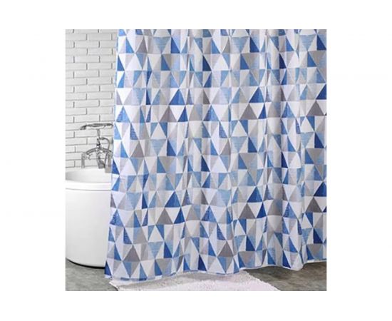Штора для ванной комнаты Bath Plus 180х180 TRIANGULAR SCRAWL blue ch-21260/0 – изображение 2