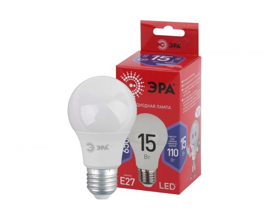 Светодиодная лампа ЭРА LED A6015W865E27 R, груша, 15Вт, холодный, E27 Б0046357 – изображение 2