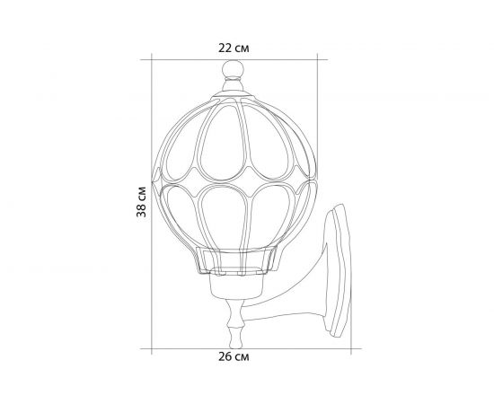 Садово-парковый светильник, круглый на стену вверх 60W 230V E27, черное золото Feron PL3801 11350 – изображение 2