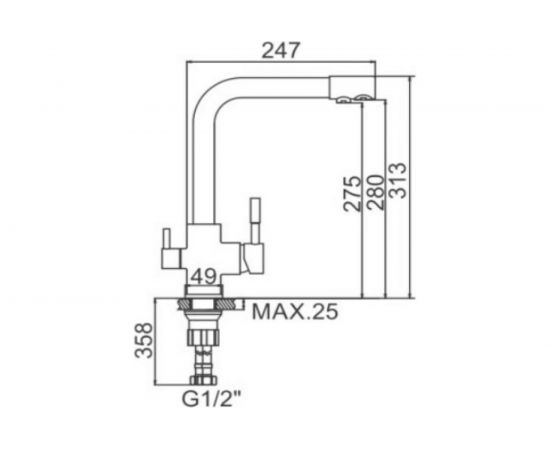 Смеситель для кухни LEDEME L4055-3 с гайкой 808270 – изображение 2