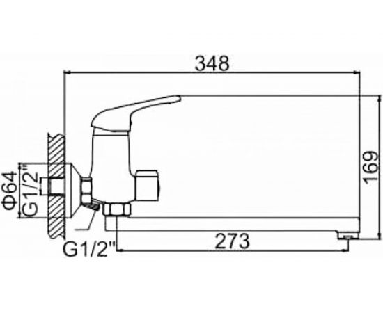 Смеситель для ванны LEDEME картридж диаметр 35 мм, длинный излив L30F, дивертор в корпусе, керамика L2239-B 89765 – изображение 2