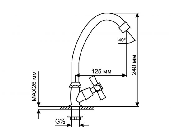 Смеситель для умывальника/мойки Mixline 1/2 керамика, моно без подводки ML09-05 522154 – изображение 3
