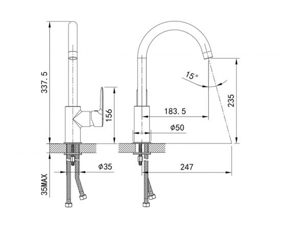 Смеситель для кухни IDDIS Cuba черный CU5BLJ0i05 – изображение 3