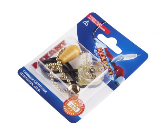 Выключатель для бра REXANT с золотой цепочкой 270 мм и проводами, деревянный наконечник 06-0243-A – изображение 5