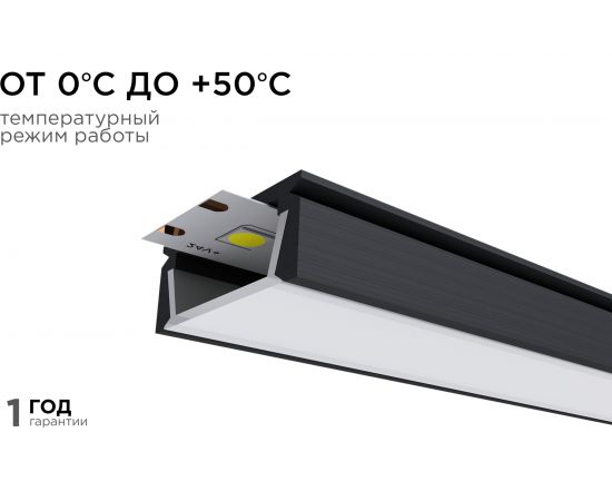 Накладной П-образный алюминиевый профиль для ленты Apeyron черный, 1м, ширина ленты до 10мм, комплект 08-05-ЧБ – изображение 8