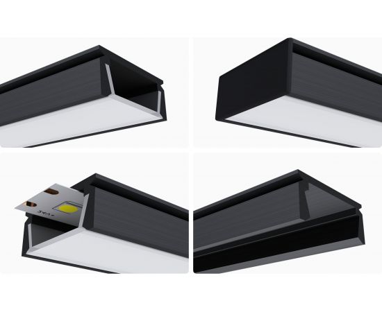 Накладной П-образный алюминиевый профиль для ленты Apeyron черный, 1м, ширина ленты до 10мм, комплект 08-05-ЧБ – изображение 9