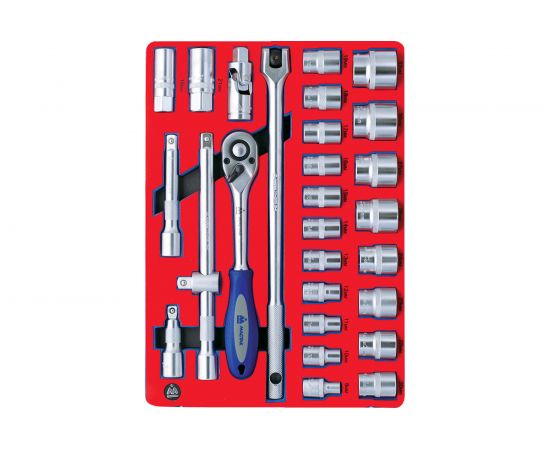 Набор торцевых головок с принадлежностями МАСТАК 1/2"" шестигранные, ложемент, 28 предметов 5-004028 