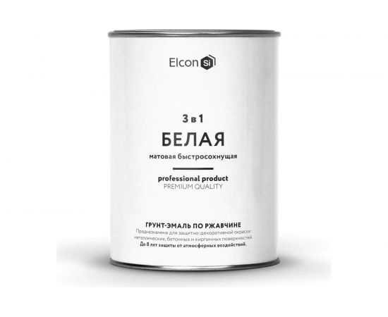 Грунт - эмаль по ржавчине Elcon 3 в 1 матовая, белая, 0.8 кг 00-00462295 