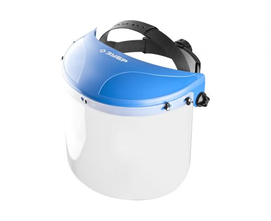 Защитный лицевой щиток Зубр МАСТЕР, пластик оголовье, разборная конструкция, визор из поликарбоната, толщина 2 мм, 400x200 мм, 11085 