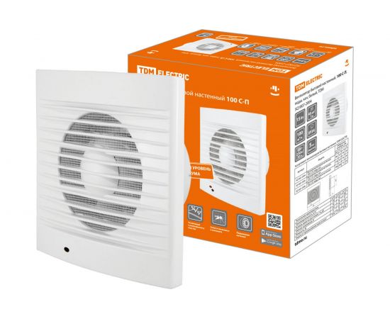 Бытовой настенный вентилятор TDM 100 С-П, подшипник качения, белый, SQ1807-2004 
