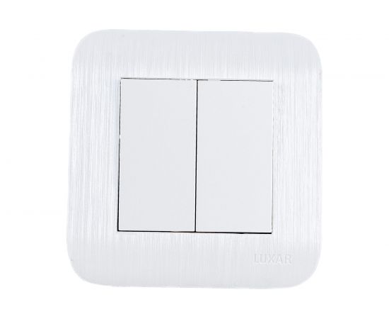 Выключатель LUXAR Deco с/у 2 клавиши, белый с рифленой рамкой, 250В 10А 4606400620211 