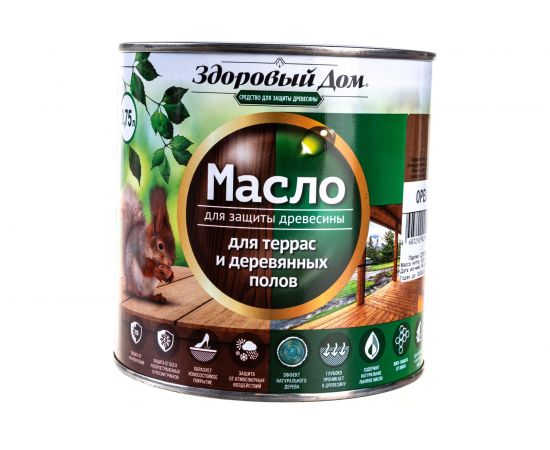 Масло для террас и деревянных полов Здоровый Дом орех 0,75 л Лк-00009553 