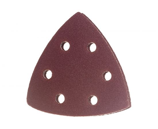 Треугольник абразивный на ворсовой подложке под липучку (5 шт; 93 мм; P120; 6 отв) MATRIX 73862 – изображение 2