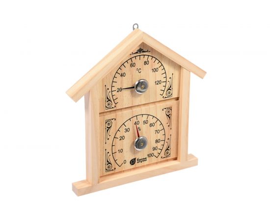Термометр с гигрометром для бани и сауны Банные штучки Банная станция домик, 23.6х22х2.5 см 18023 – изображение 2