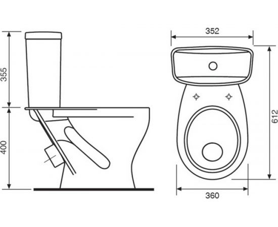 Унитаз-компакт Sanita Эталон Комфорт косой выпуск, 1 режим, сиденье DP, Soft Close 438863 – изображение 2