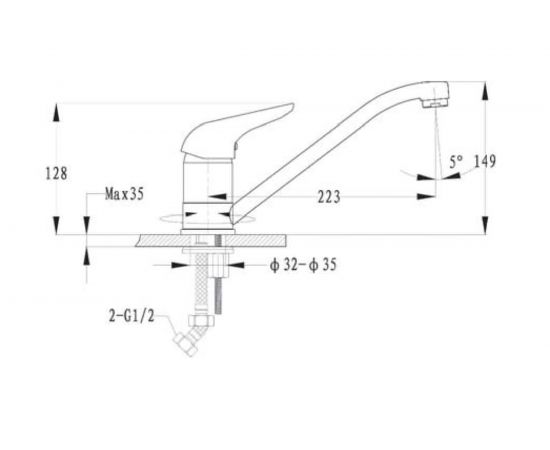 Смеситель для кухни GranFest GF D-40 мм, бежевый 2124 беж – изображение 2