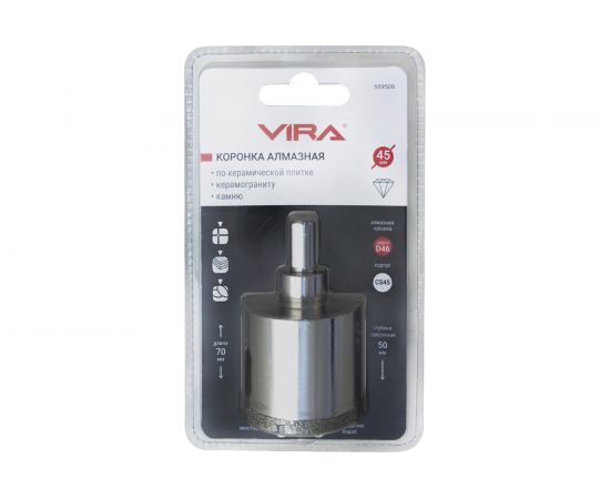 Коронка алмазная по керамике 45 мм VIRA 559506 – изображение 2