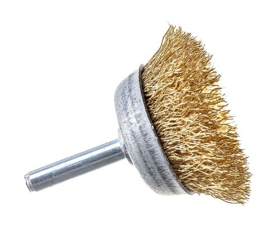 Щетка металлическая со шпилькой чашка 40 мм для дрели ON 20-02-040 – изображение 2