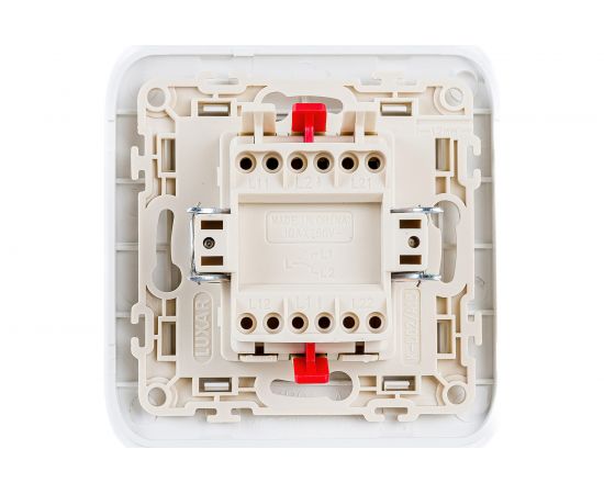 Выключатель LUXAR Deco с/у 2 клавиши, белый с рифленой рамкой, 250В 10А 4606400620211 – изображение 2