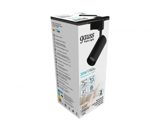 Трековый светильник GAUSS цилиндр 20W 1760lm 4000K 180-220V IP20 65х206мм черный LED 1/40 TR084 – изображение 3