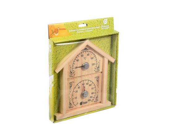Термометр с гигрометром для бани и сауны Банные штучки Банная станция домик, 23.6х22х2.5 см 18023 – изображение 3
