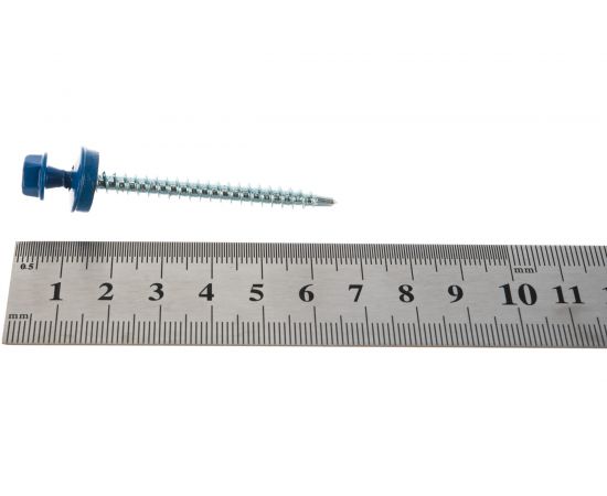 Саморезы Зубр для крепления кровельных материалов к деревянной обрешетки, цвет RAL 5005 синий насыщенный, оцинкованный, 4,8x60мм, 1000шт 4-300310-48-060-5005 – изображение 3