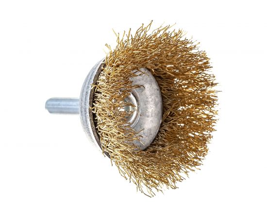 Щетка металлическая со шпилькой чашка 40 мм для дрели ON 20-02-040 – изображение 3