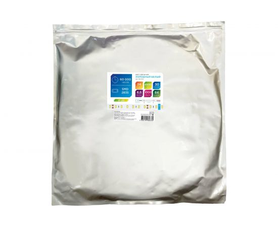 Светодиодная лента Apeyron 24В, 8,6Вт/м, smd2835, 84д/м, IP20, 1000Лм/м, подложка 8мм, 30м, холодный белый 00-374 – изображение 3