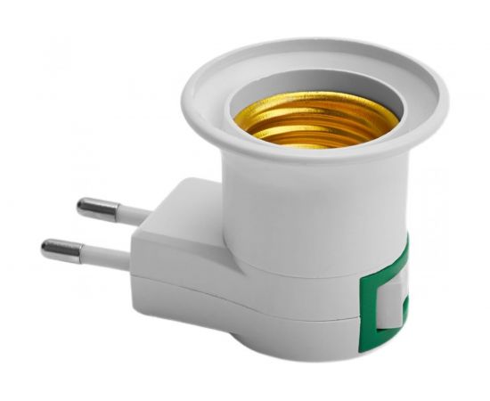 Патрон-переходник с выключателем FERON с E27 на розетку, 230V, пластик, белый, 40х60мм, LH61 41039 – изображение 3