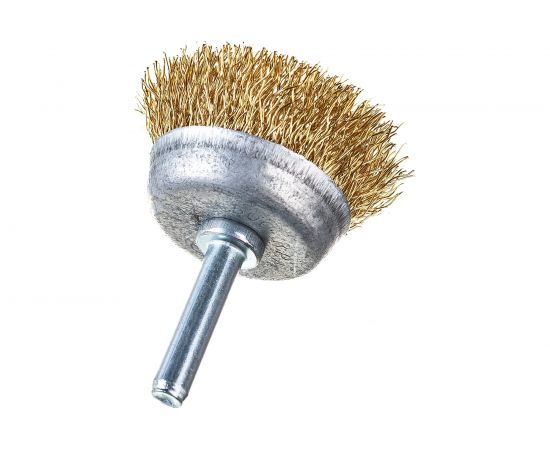 Щетка металлическая со шпилькой чашка 40 мм для дрели ON 20-02-040 – изображение 4