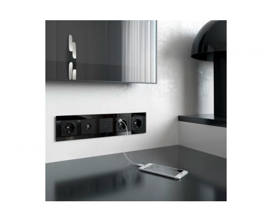 Розетка WERKEL W1171508 с заземлением, шторками и USBх2 черный матовый a051617 – изображение 4