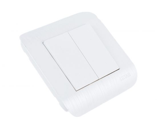 Выключатель LUXAR Deco с/у 2 клавиши, белый с рифленой рамкой, 250В 10А 4606400620211 – изображение 4