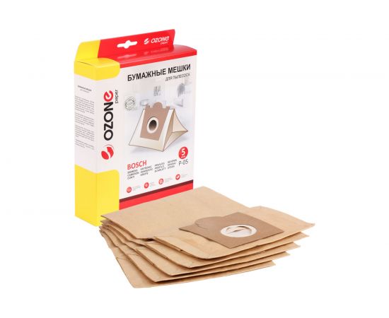 Мешки-пылесборники оригинальные бумажные OZONE (5 шт.) Bosch/Siemens Typ E,D,F,G P-05 – изображение 4