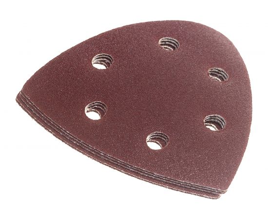 Треугольник абразивный на ворсовой подложке под липучку (5 шт; 93 мм; P120; 6 отв) MATRIX 73862 – изображение 4