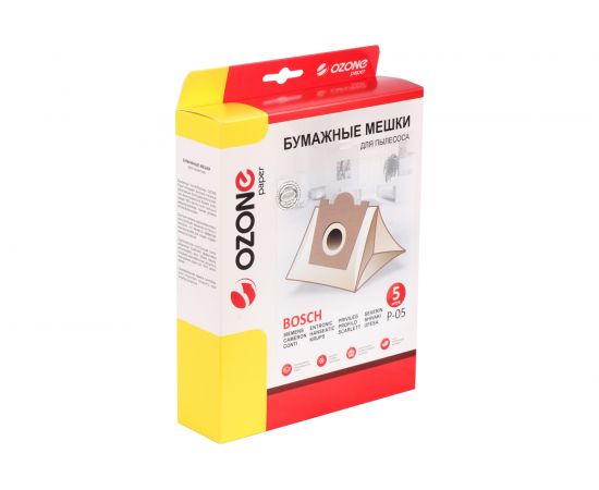 Мешки-пылесборники оригинальные бумажные OZONE (5 шт.) Bosch/Siemens Typ E,D,F,G P-05 – изображение 5