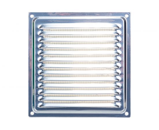 Решётка металлическая с сеткой (серебряная;150x150 мм) Эвент ВРС 