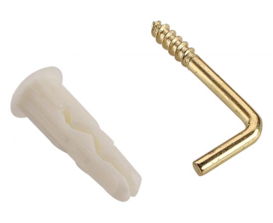 Дюбель ЕВРОПАРТНЕР MULTI 8 + крюк-шуруп, L-образный, d4,9 х L50, латунный, 8 шт. RB2 0167 