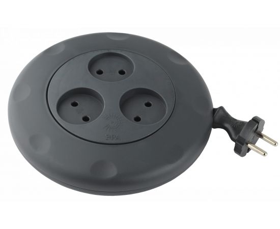 Удлинитель ЭРА UR-3-3m-B черный рулетка, без заземл, 2x0.75мм2, 3гн, 3м Б0019039 