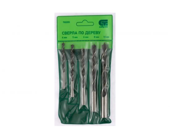 Набор сверл по дереву (4-10 мм; 5 шт.) СИБРТЕХ 702205 – изображение 2