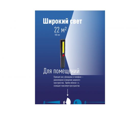 Фонарь КОСМОС 3Вт COB LED, крючок, магнит, питание 3хAAA KocAu6001COB – изображение 2