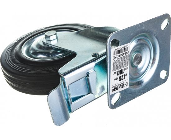 Колесо поворотное c тормозом (125 мм; г/п 100 кг; игольчатый подшипник) ЗУБР 30936-125-B – изображение 4