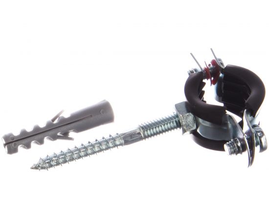 Трубный хомут с гайкой Зубр оцинкованный, в комплекте с сантехнической шпилькой и дюбелем, 1/2" 37866-20-24_z01 – изображение 4