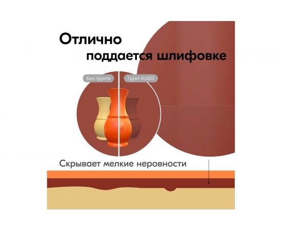 Универсальный акриловый грунт KUDO красно-коричневый 11601734 – изображение 5