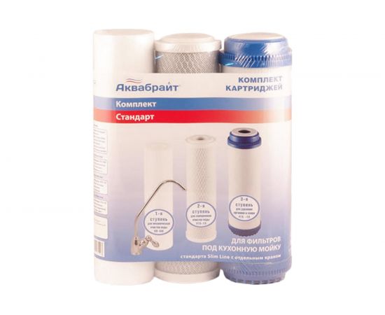 Комплект картриджей для очистки воды Аквабрайт К-1 СТАНДАРТ ПП-5 УГП-10 УГА-10 33651 