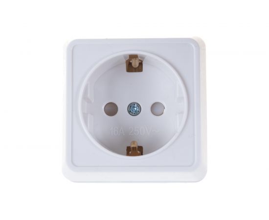 1местная розетка IEK РСш20-3-ОБ c заземляющим контактом, с защитной шторкой, 16А, открытая установка Октава белый ERO14-K01-16-DC 
