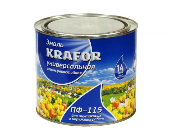 Универсальная эмаль Krafor ПФ-115 ярко-зеленая 0.8 кг 6 206153 