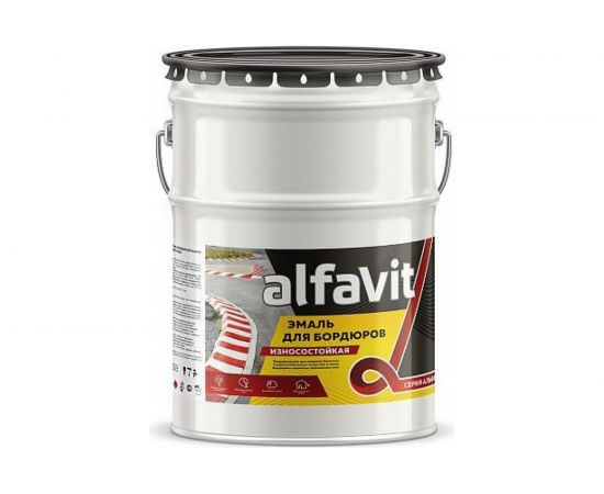 Износостойкая эмаль для бордюров KRAFOR черная, 25 кг 211808 