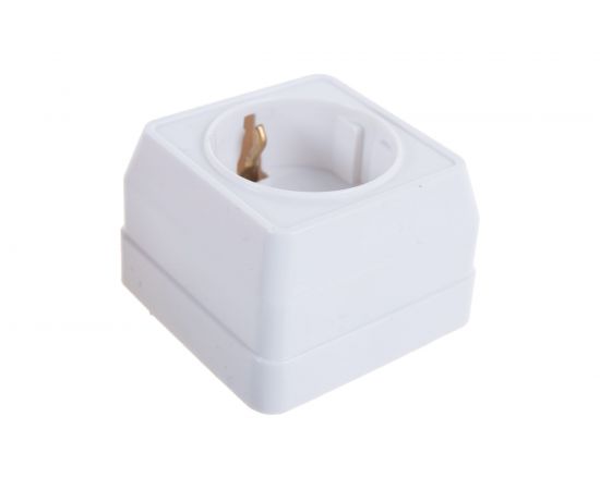 1местная розетка IEK РСш20-3-ОБ c заземляющим контактом, с защитной шторкой, 16А, открытая установка Октава белый ERO14-K01-16-DC – изображение 2