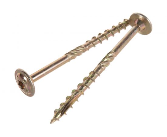 Шуруп Rusconnect CT 06080 с/нарез. д/дерева, прессшайба 6х80 200 шт. Желтый цинк 320608i – изображение 2